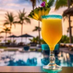 Erfrischender Sommerdrink am Pool bei warmer Urlaubsatmosphäre