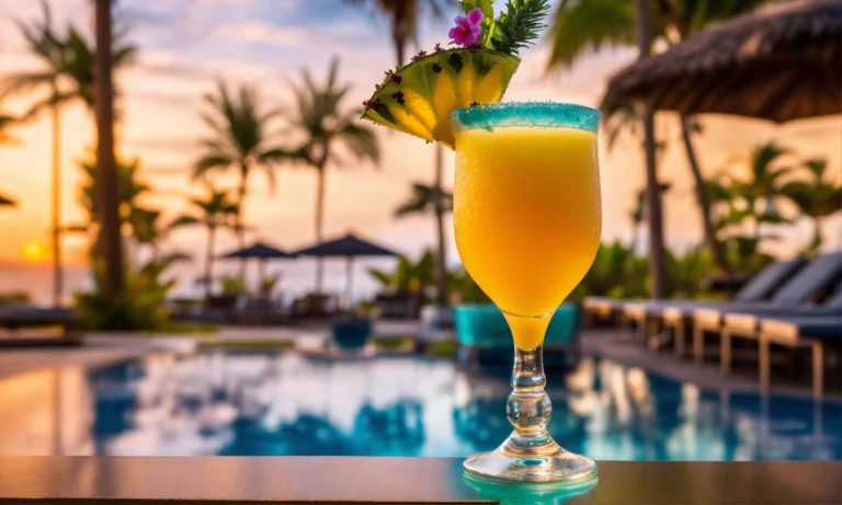 Erfrischender Sommerdrink am Pool bei warmer Urlaubsatmosphäre
